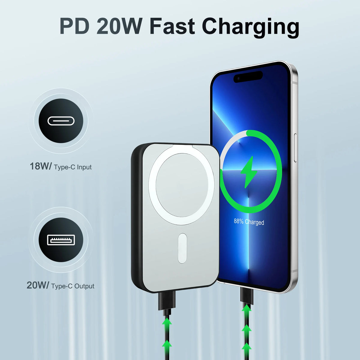 Magnetic Wireless Power Bank 10000mAh PD20W Led Display Charger