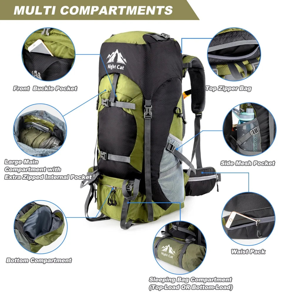 Night Cat Lightweight Hiking Backpack With Rain Cover