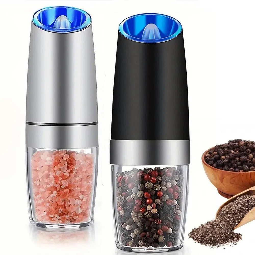 Gravity Electric Salt and Pepper Grinder - Battery Powered Salt or Pepper Mill with Adjustable Coarseness and LED Light, Easy Operation for Kitchen Dining BBQ Cooking, Grind Fresh for Better Flavor, Great for Home Cooks