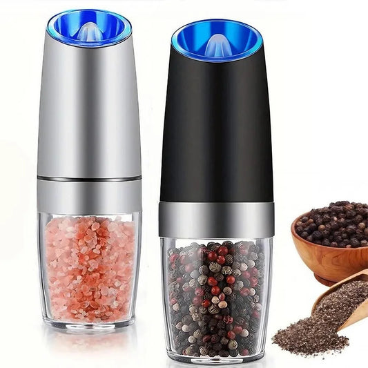 Gravity Electric Salt and Pepper Grinder - Battery Powered Salt or Pepper Mill with Adjustable Coarseness and LED Light, Easy Operation for Kitchen Dining BBQ Cooking, Grind Fresh for Better Flavor, Great for Home Cooks