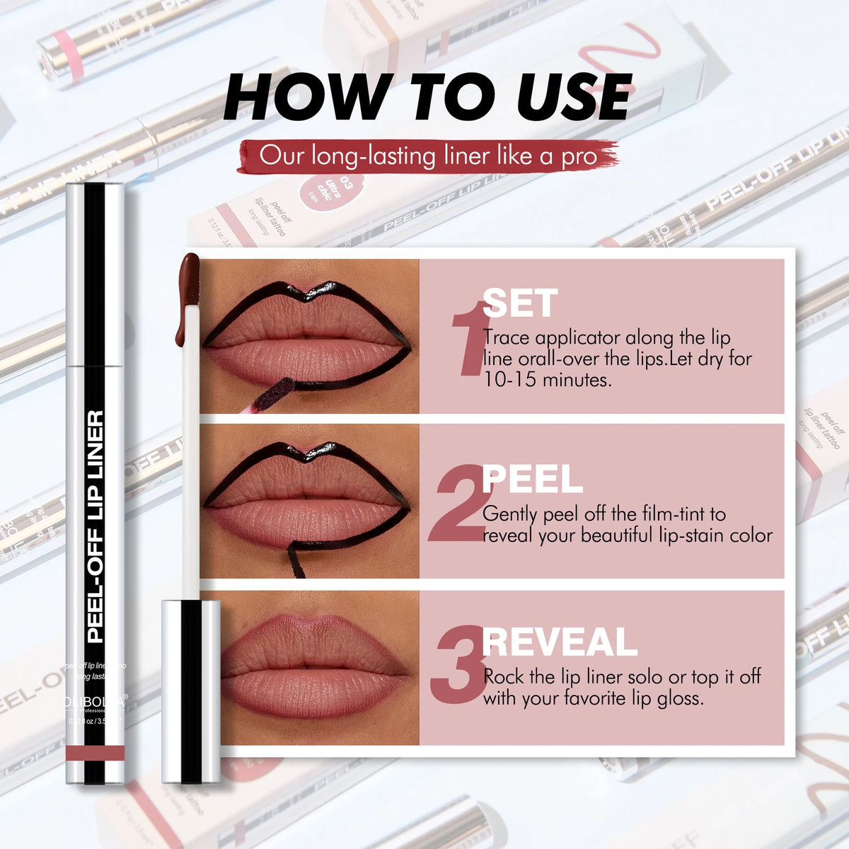 Peel Off Lip Liner Tattoo Lipgloss Waterproof Long Lasting Matte Lip Tint Lips Stain Cosmetics Enhances Lip Color Women Girl Nourishing Lipstick Care Products